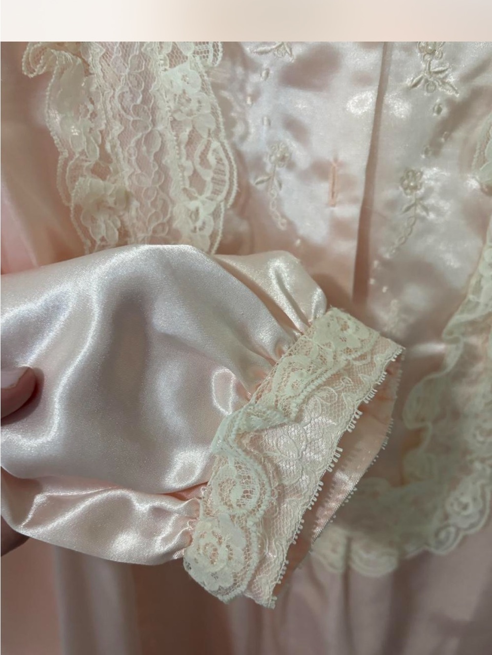 VintageSatin Lace-Trim Nightgown in Blush Pink - Picture 4 of 4